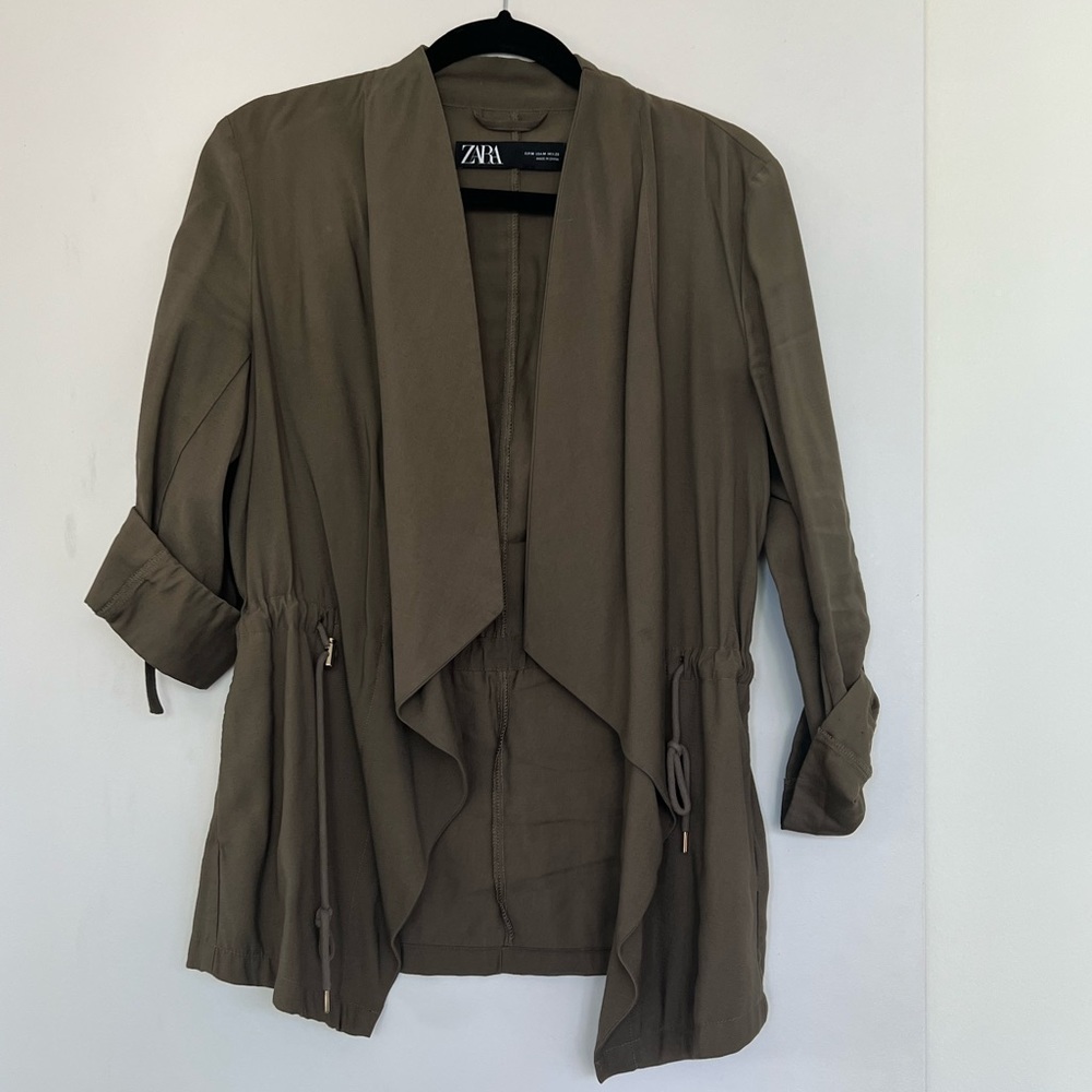 ZARA Olive Green Drape Jacket, Size M